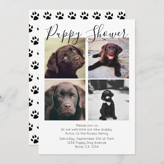 Puppy Shower Cute Personalized Dog Adoption Invitation (Front/Back)