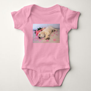 Puppy Sleep Flower 01 Baby Bodysuit