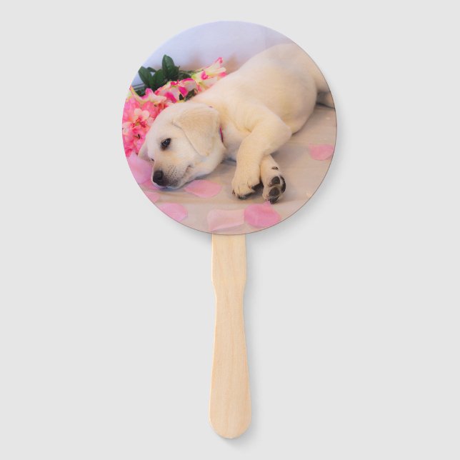Puppy Sleep Flower 01 Hand Fan (Front)