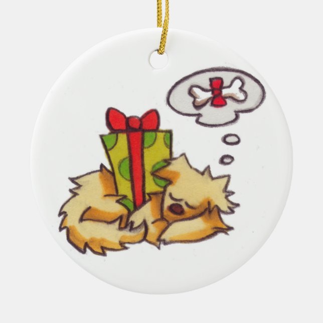 Puppy Sleeping *Customizable* Holiday ornament (Front)