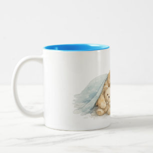 puppy sleeping Two-Tone coffee mug