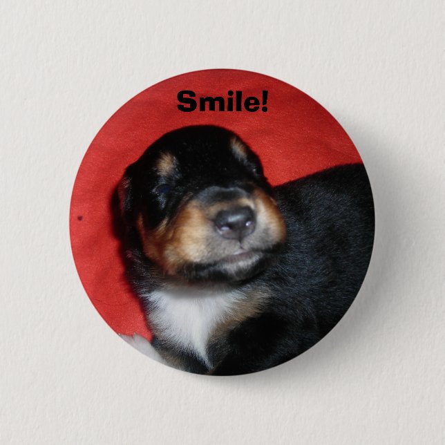 Puppy Smile 2 Inch Round Button (Front)