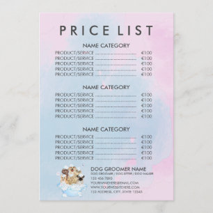 Puppy Spa Price List Bath Grooming Menu