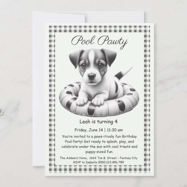 Puppy Splash Anniversaire Pool Party Invitation (Devant)