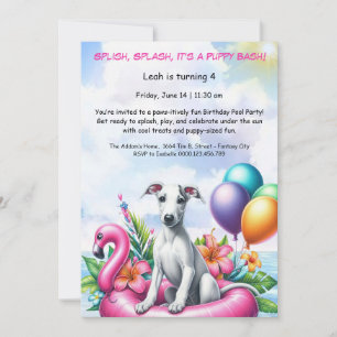 Puppy Splash Anniversaire Pool Party Invitation