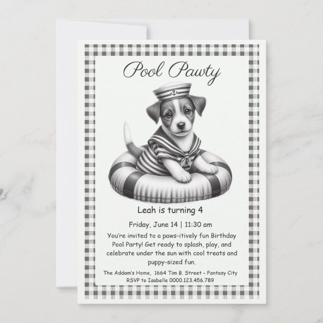 Puppy Splash Anniversaire Pool Party Invitation (Devant)