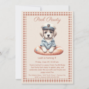 Puppy Splash Anniversaire Pool Party Invitation