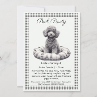 Puppy Splash Anniversaire Pool Party Invitation