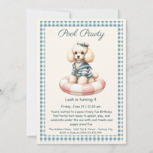 Puppy Splash Anniversaire Pool Party Invitation