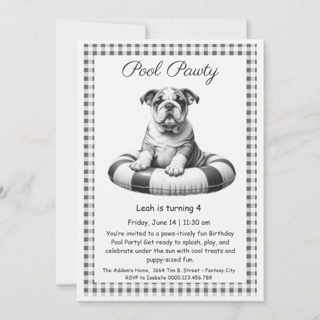 Puppy Splash Anniversaire Pool Party Invitation (Devant)