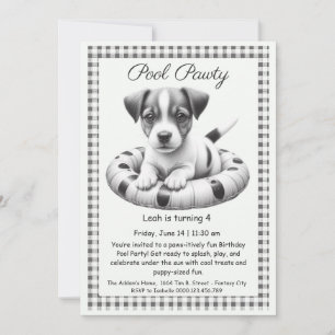 Puppy Splash Birthday Pool Party Invitation