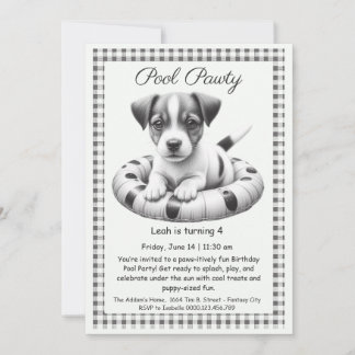 Puppy Splash Birthday Pool Party Invitation