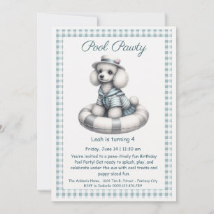 Puppy Splash Birthday Pool Party Invitation