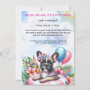 Puppy Splash Birthday Pool Party Invitation