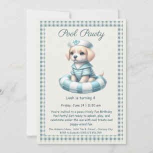 Puppy Splash Birthday Pool Party Invitation