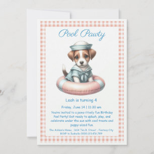 Puppy Splash Birthday Pool Party Invitation