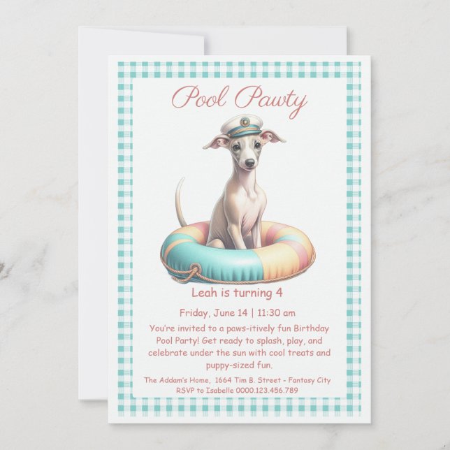 Puppy Splash Birthday Pool Party Invitation (Front)