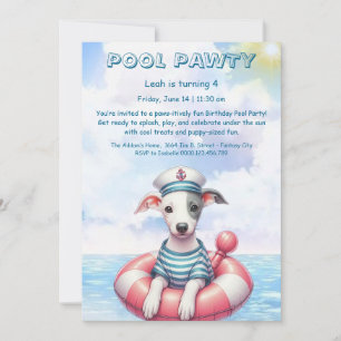 Puppy Splash Birthday Pool Party Invitation