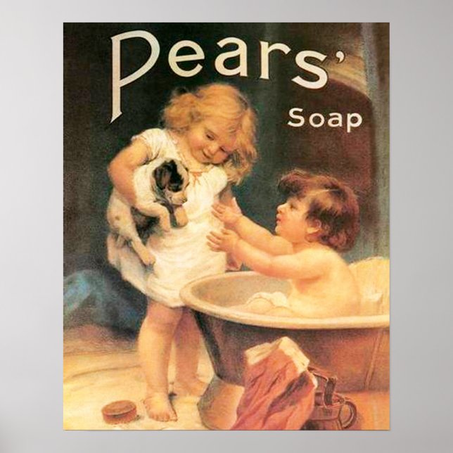Puppy Taking a Bath Poster (Front)