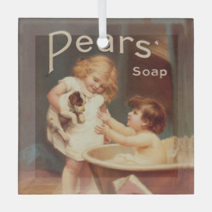 Puppy Taking A Bath Vintage Antique Glass Ornament