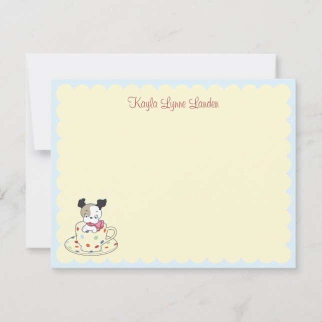Puppy Teacup | Children's Personalized Stationery Card (Front)