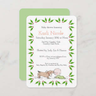 Puppy Theme Holiday Baby shower Invitation