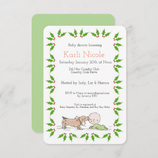 Puppy Theme Holiday Baby shower Invitation