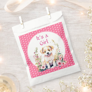 Puppy Themed It's a Girl Baby Shower Favour Bag