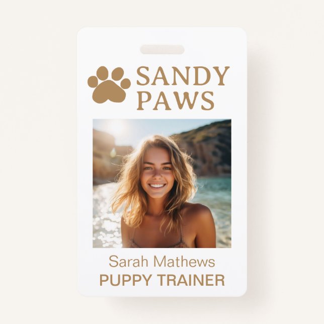 Puppy Trainer Dog Walker Pet Business Logo Simple Badge (Front)