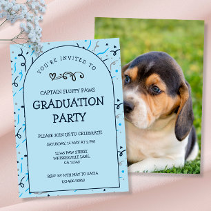 Puppy Training School Graduation Baby Blue & Navy Invitation