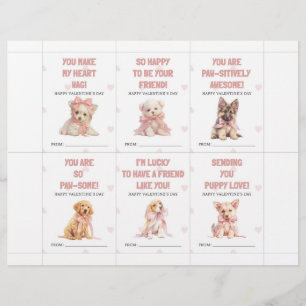 Puppy Valentine’s Day Cards for Kids Classroom