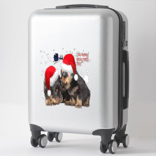 Puppy White Christmas With Santa Claus Sleigh