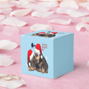 Puppy White Christmas With Santa Claus Sleigh  Favor Box