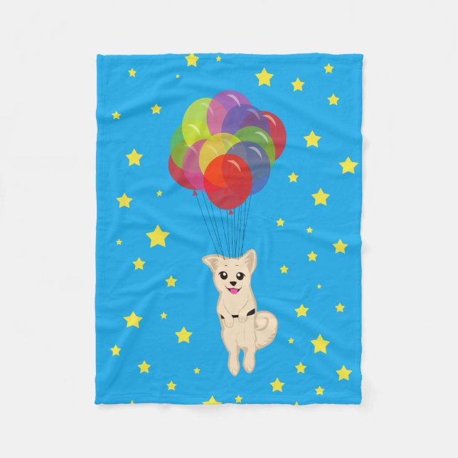 Puppy with Balloons Fleece Blanket (Front)