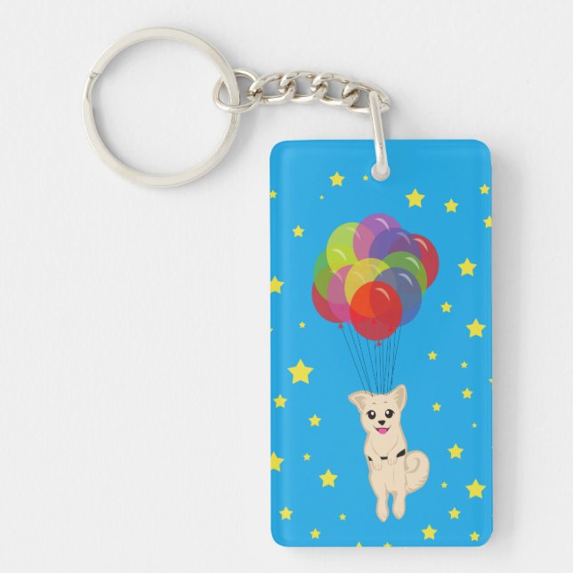 Puppy with Balloons Keychain (Front)
