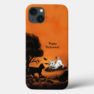 Puppy with Black Cat and Bat , Happy Halloween! iPhone 13 Case