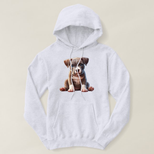 Puppy With Blue Eyes Sitting and Looking Innocent Hoodie (Design Front)