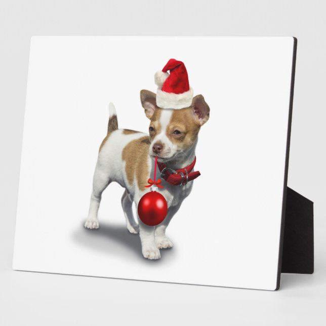 Puppy with christmas hat and Ball Plaque (Side)