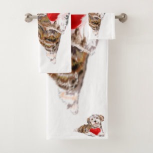 Puppy with Heart Gift For You Bath Towel Set