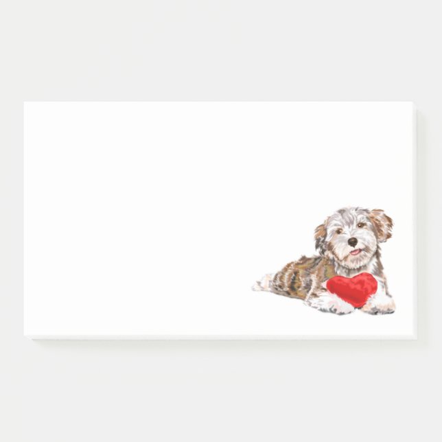 Puppy with Heart Gift Sticky Notes  (Front)