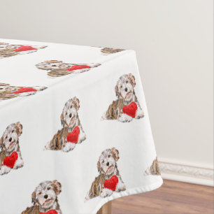 Puppy with Heart Gift Tablecloth Love