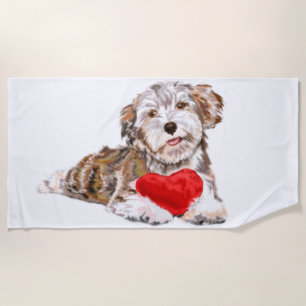 Puppy with Herat Gift Beach Towel Your Colours