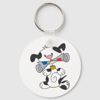 Puppy With Newspaper T-shirts and Gifts Keychain