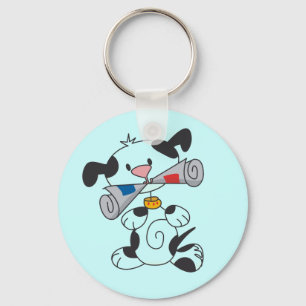 Puppy With Newspaper T-shirts and Gifts Keychain