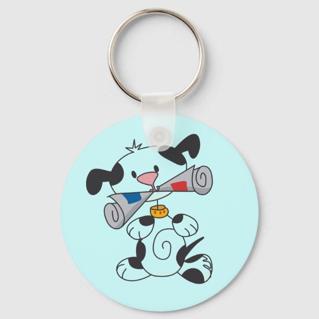 Puppy With Newspaper T-shirts and Gifts Keychain (Front)