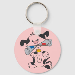 Puppy With Newspaper T-shirts and Gifts Keychain
