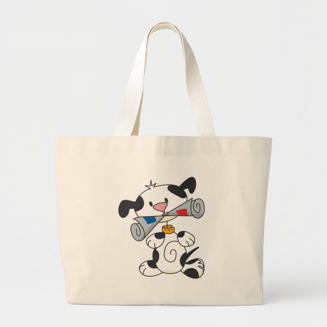 Puppy With Newspaper T-shirts and Gifts Large Tote Bag (Front)
