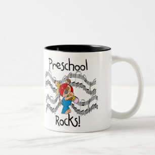 Puppy With Pencil Preschool Rocks Two-Tone Coffee Mug