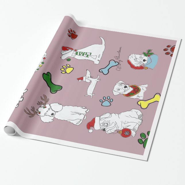 PUPPY XMAS WRAPPING PAPER  (Unrolled)