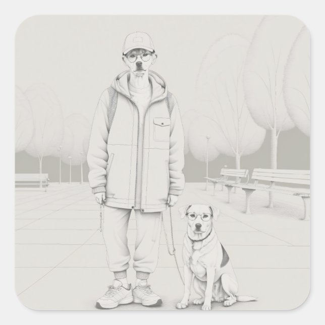 PuppyMan Square Sticker (Front)